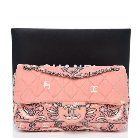 CHANEL Cotton Quilted Small Bandana Single Flap Pink